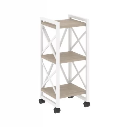 Стеллаж на колесных опорах - 3 полки ЛОФТ  ВР.Л-МСТ.К-3.4 Металл белый Дуб Аттик / LOFT VR.L-MST.K-3.4_0