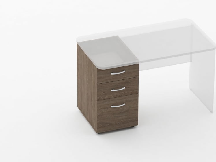 Тумба встраиваемая в стол на 3 ящика Глассй 3.12.14 Дуб Верцаска / Glassy_0