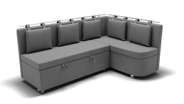 Кухонный диван Париж-2 без спального места угол левый/правый (ЗР) Цвет фасада: Светло серый; Тип: Левый/правый; Материал фасада: Металл/Велюр_0