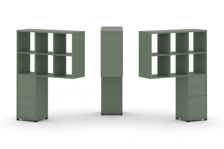 Надставка на стол высокая двухсторонняя + задняя стенка (2 шт.) + блок с 2-мя ящиками (2 шт.) CОНCЕПТ CН.ДНВ-008 Кобо Черный металл / CONCEPT CN.DNV-008_0