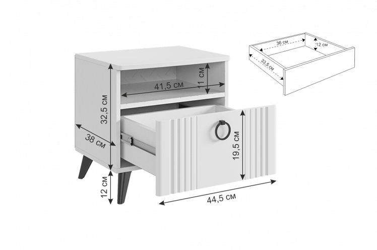 Тумба прикроватная Ева ТЕ-01 / TE-01_2