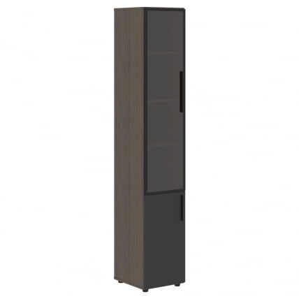 Шкаф-колонка комбинированный (левый) ВЕЛИОН ВХCС 40.2 Л Яшма черный Дуб Сильвер / VELION VHCS L_0