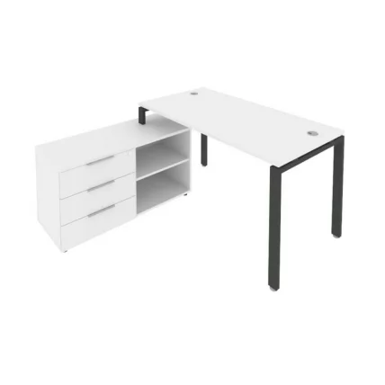 Рабочая станция на П-образном м/к с опорной тумбой левая Метал Сйстем Б.РС-СТС-2.3 Л Белый/Антрацит / Metal System_0
