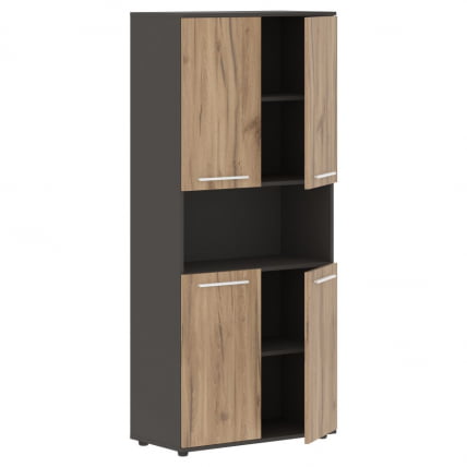 Шкаф с двумя комплектами глухих малых дверей ЕДИС ЕХCС 85.4 Дуб Денвер светлый Белый Мокко / EDIS EHCS_1