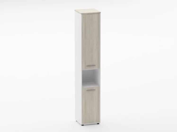 Шкаф 5 узкий закрытый, с нишей Дека 10.23.15Л Дуб Сантана светлый/Белый / Deka_0