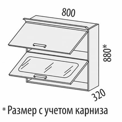 Шкаф-витрина кухонный (с системой плавного закрывания) Милана 23.09.1 Сосна Астрид/Ваниль_5