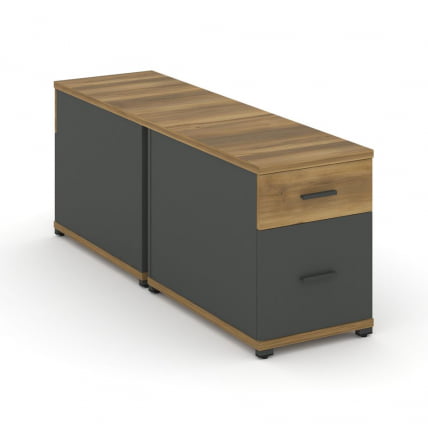 Тумба двухсторонняя опорная приставная с ящиком и распашным фасадом CОНCЕПТ CН.ДТГО-004 Б/В Сандал Янтарный Антрацит / CONCEPT CN.DTGO-004 B/W_0