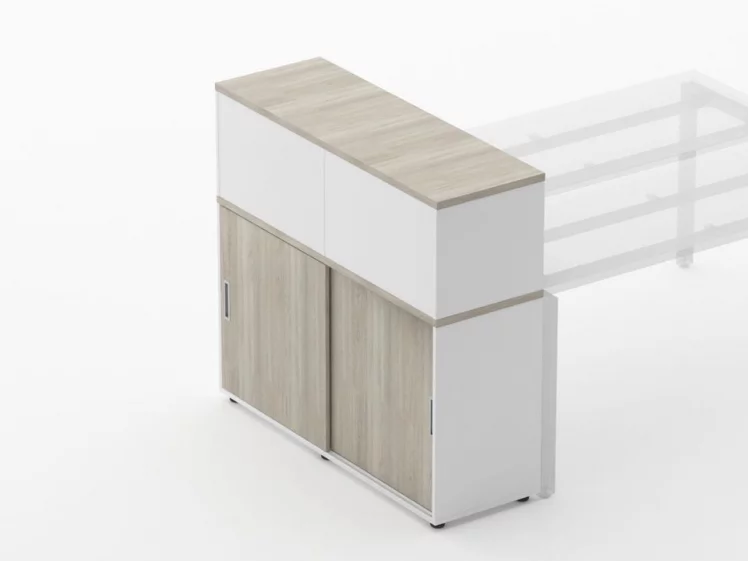 Тумба комбинированная высокая для рабочего модуля Дека 9.04.125 Дуб Сантана светлый/Белый / Deka_4