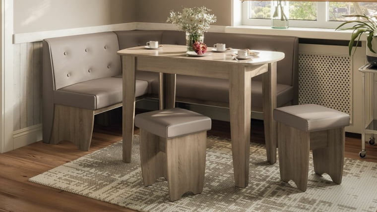 Кухонный уголок Барселона Дуб Сонома трюфель, Микровелюр Дуна Стоне / Duna Stone_0