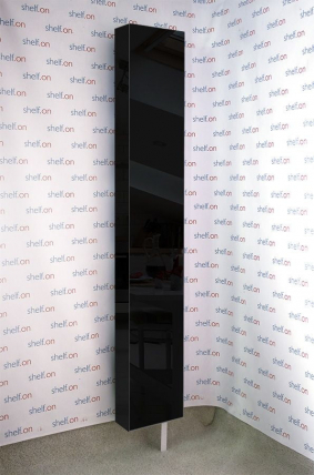 Поворотный шкаф в черном глянцевом стекле Лупо Шелф (левый) Венге_0