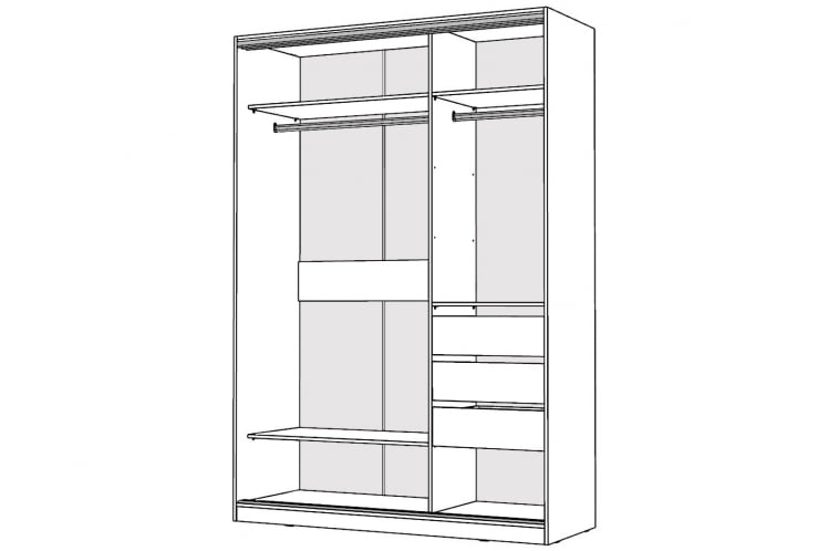 Шкаф-купе 2-х дверный Виктория 1400х584х2300, Белый 14ДЗЗЗДЗЗЗ-ШЯ-Б 310-244_1