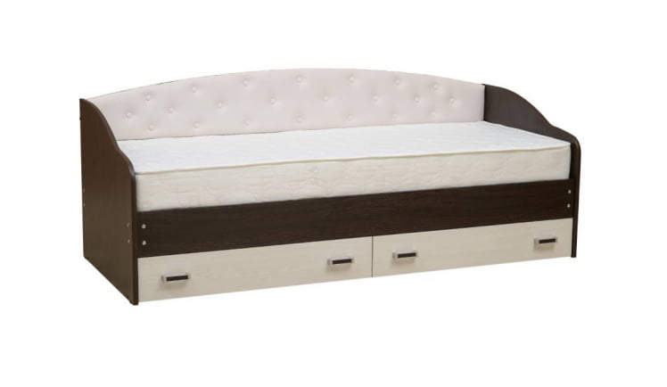 Кровать с мягким элементом Софа №7 800*1900 Дуб Молочный/Венге/Кожзам Венге_0