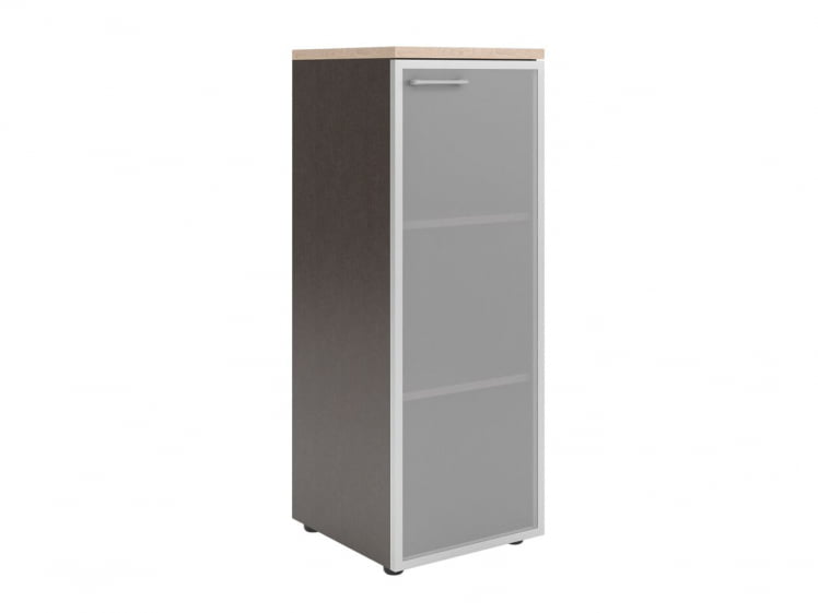 Шкаф колонка со стеклянной дверью в алюминиевой раме и топом КСМC 42.7 Бук Тиара/Рено / XMC_0