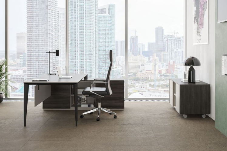 Комплект мебели для кабинета руководителя Атлас №07 Бренсон Трюфель Серый камень Антрацит / Atlas_0