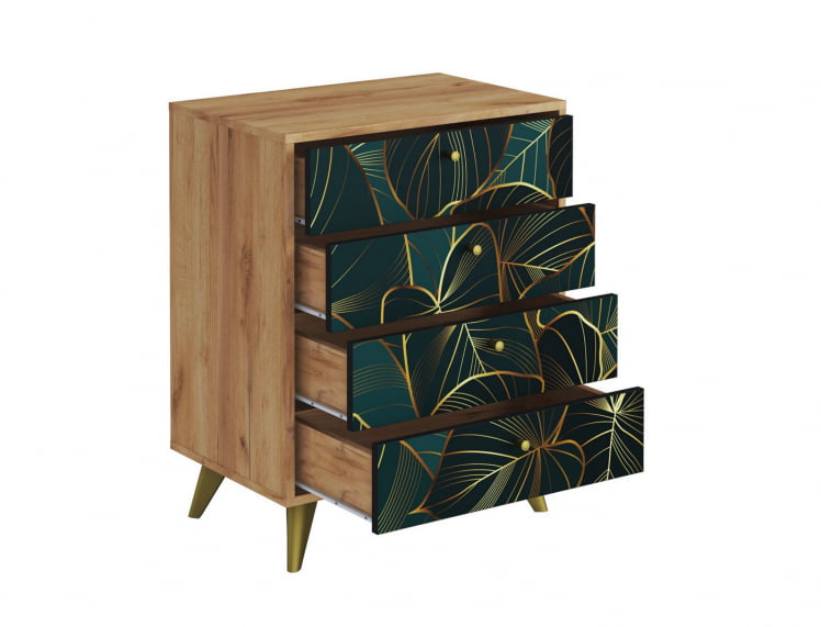 Комод Фьюжн КМ-001 дуб крафт золотой/ТРОПИCАЛ / золотой/TROPICAL_1