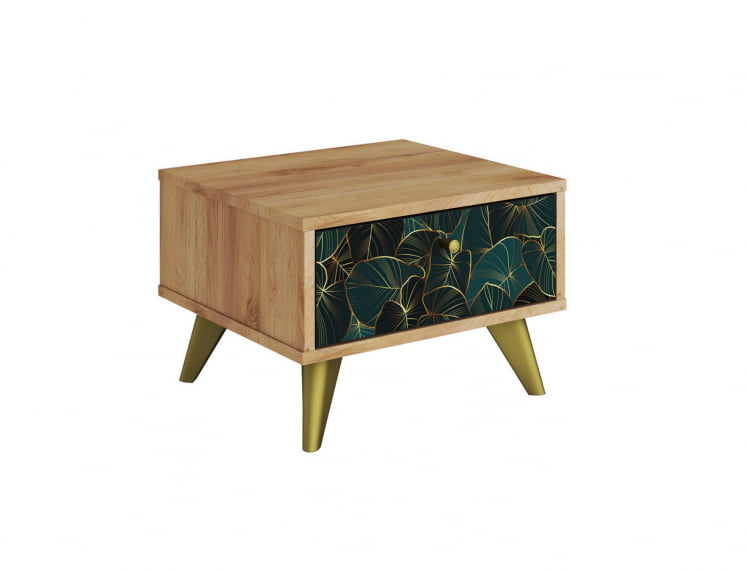 Тумба прикроватная Фьюжн ТМ-004 дуб крафт золотой/ТРОПИCАЛ / золотой/TROPICAL_0