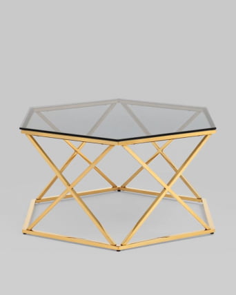 Журнальный столик Круз 93*80 стекло смоке сталь Золото / smoke_3