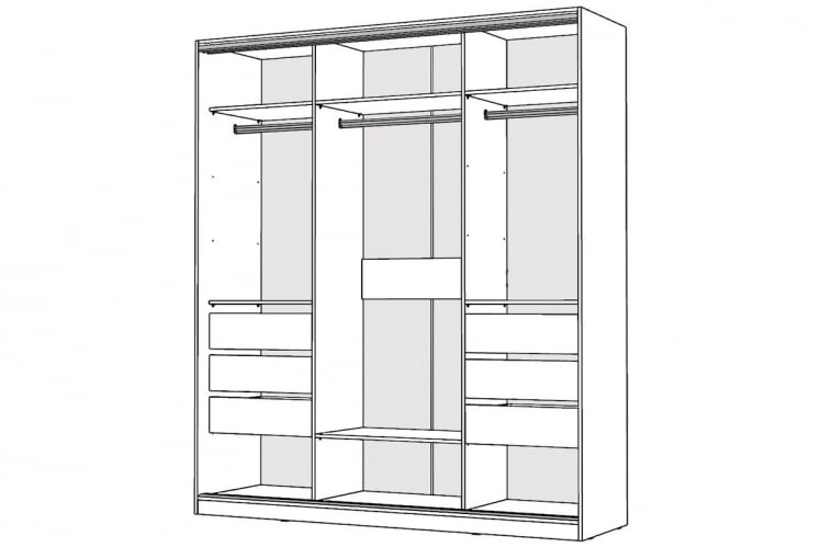 Шкаф-купе 3-х дверный Виктория 2000х584х2300, Белый 20ДЗЗЗДЗЗЗДЗЗЗ-ЯЯШШ-Б 310-3172_1