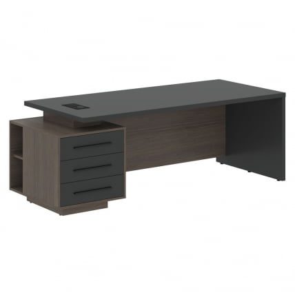 Стол руководителя левый ВЕЛИОН ВCТ 2290 Л Яшма черный Дуб Сильвер / VELION VCT L_0