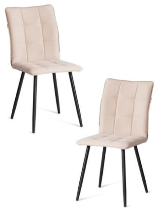 Стул обеденный Бари (2 шт. в упаковке) ЛТ, велюр, бежевый/черный, 7, 41х55х89 см / Bari LT,_0