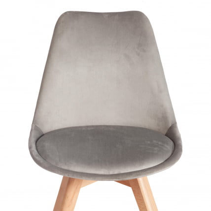 Стул ТУЛИП СОФТ (мод. 053В) дерево/пластик/вельвет, 49,5 кс 54,5 кс 84 см, Светло-серый (ХЛР 39)/натуральный / TULIP SOFT (mod. 053V) x x (HLR_5