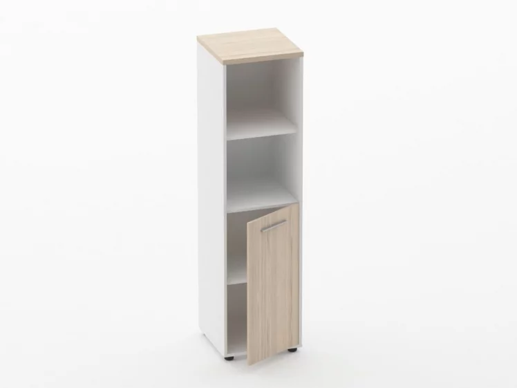 Шкаф 3 узкий 2 полки открытые, 2 полки закрытые Дека 10.16.11Пр Туя/Белый / Deka_1