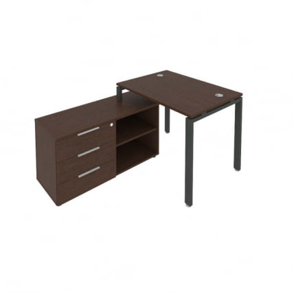 Рабочая станция на П-образном м/к с опорной тумбой левая Метал Сйстем Б.РС-СТС-2.1 Л Венге/Антрацит / Metal System_0