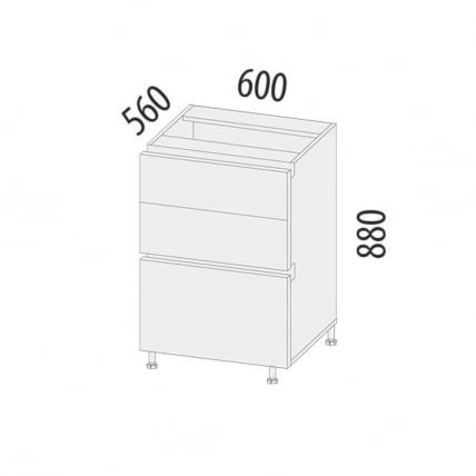 Напольный шкаф (3 ящика с доводчиком Титусофт) Бостон 61 / Titusoft)_4