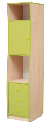 Пенал с дверкой и ящиками Юниор-11.2 Дуб молочный/Синий_0