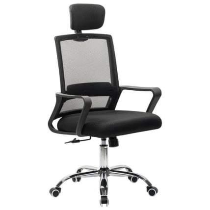 Кресло CРОМЕКС (КРОМЕКС) Дебут CХ-697 ХРОМ сетка/ткань ТВ черное / CROMEX Debut CH-697 TW_1