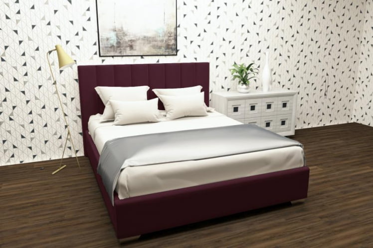 Мягкая интерьерная кровать Терра с подъемным механизмом Цвет фасада: Красный; Материал фасада: Металл/Велюр; Спальное место: 1200х2000 мм_0