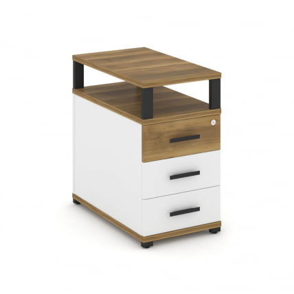 Тумба приставная с 3-мя ящиками и надставкой CОНCЕПТ CН.ТГП-001 Б/В Сандал Янтарный Белый бриллиант Черный / CONCEPT CN.TGP-001 B/W_0