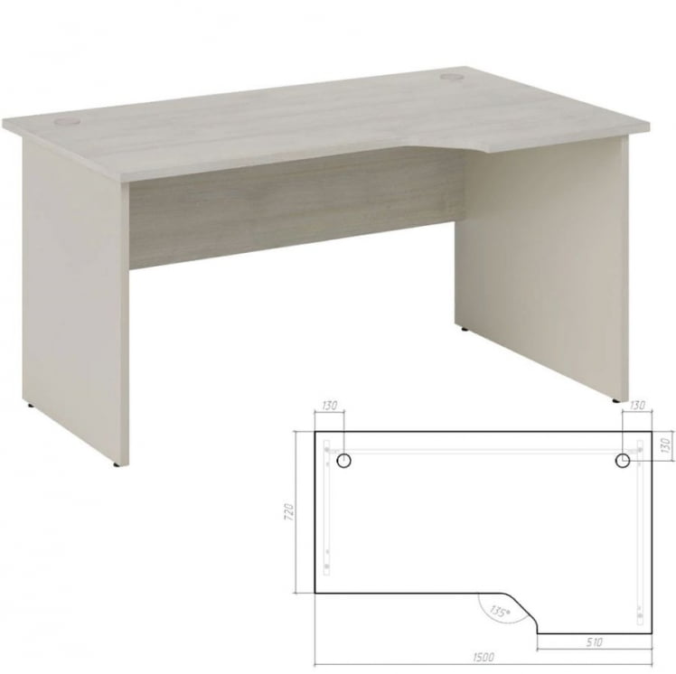Стол эргономичный правый Нев Лине НЛН36315621 Дуб шамони светлый / New Line NLN36315621_1