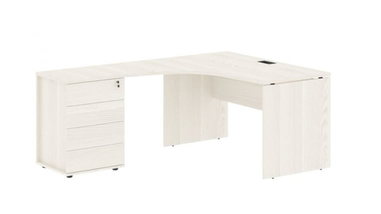 Стол эргономичный с тумбой левый ЕДИС ЕДCЕТ 1518 Л Ясень Траун Черный / EDIS EDCET L_0