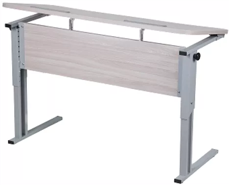 Парта двухместная (рост 3-7) эргономичная с углом наклона и пеналами Клен Танзау/Металл Серый_0