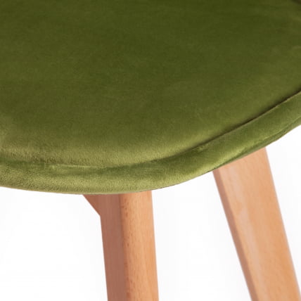 Стул ТУЛИП СОФТ (мод. 74) / 1 шт. в упаковке вельвет/дерево , 54 х 47 х 83 см , зеленый (ХЛР 54)/натуральный / TULIP SOFT (mod. (HLR_6