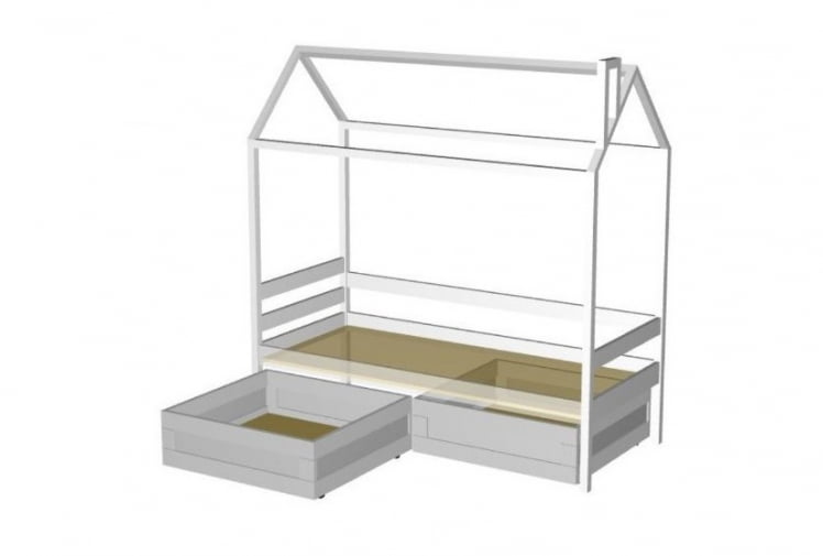 Кровать-домик РооРоом кд-11Р c ящиками Розовый / RooRoom c_1