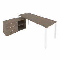 Рабочая станция на П-образном м/к с опорной тумбой левая Метал Сйстем БП.РС-СТС-2.5 Л Вяз/Белый / Metal System_0