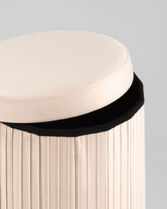 Пуф складной с ящиком Сторе Роунд бежевый / Store Round_2