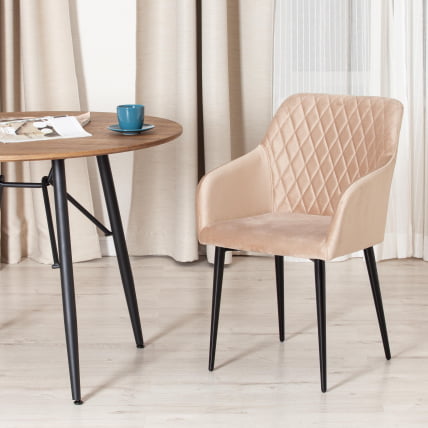 Кресло БРЕМО (мод. 708) ткань/металл, 58х55х83 см, высота до сиденья 48 см, бежевый баркхат 5/черный / BREMO (mod. barkhat_9