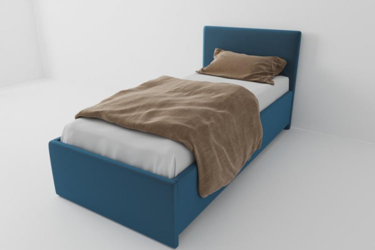 Кровать Эко Стандарт с ортопедическим основанием (Берхоусе) Цвет фасада: Голубой; Материал фасада: ЛДСП; Спальное место: 800х2000 мм / (Berhouse)_0