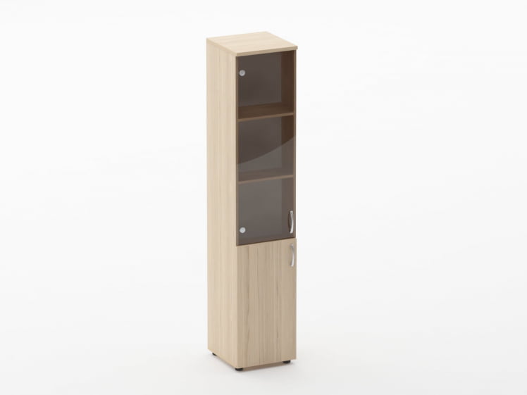 Шкаф высокий со стеклом Глассй 6.19.15Л Дуб молочный / Glassy_0