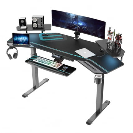Стол для компьютера (для геймеров) с подставкой под клавиатуру и электрической регулировкой по высоте Еурека ЕРК-ЕС71-Б-ЕУ / Eureka ERK-ES71-B-EU_0