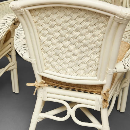 Комплект обеденный АНДРЕА ГРАНД (стол со стеклом+6 кресел+ подушки) ТCХ Вхите (белый), Ткань рубчик, цвет кремовый / ANDREA GRAND TCH White_28