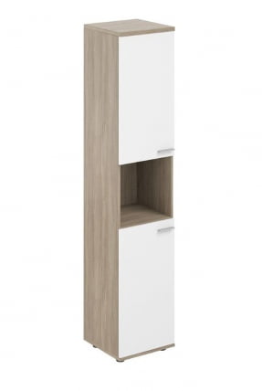 Шкаф высокий левый с нишей Сигма СГ.866.ОД.ВХ.ВХ.Л Дуб темный Белый / Sigma SG.866.OD.WH.WH.L_0