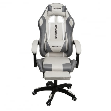 Кресло 907 КИНГКУЕЕН, замша, цвет светло-серый с массажем, арт 907-Рисе-Вхите / KINGQUEEN, 907-Rice-White_1