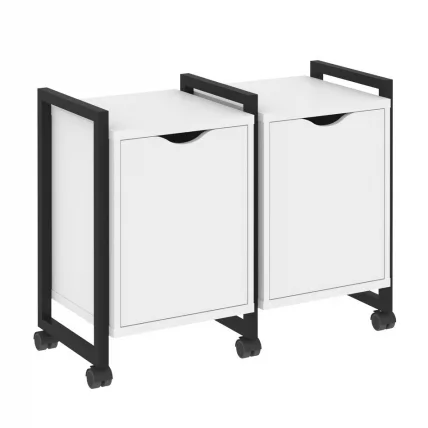 Тумба на колесных опорах наборная. Вариант №2 ЛОФТ ВР.Л-ТН-2.К Металл черный Белый Бриллиант / LOFT VR.L-TN-2.K_0