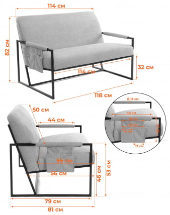 Диван Чарли ЛУКС Д/Чарли Люкс экокожа , Шарп Графит / Charli LUX Sharp_11