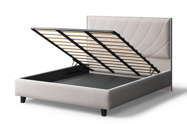 Кровать СОФИЯ 2000*1600мм (на опорах), велюр НЕО 02 (бежевый), (б/основания, б/матраса) / NEO_3