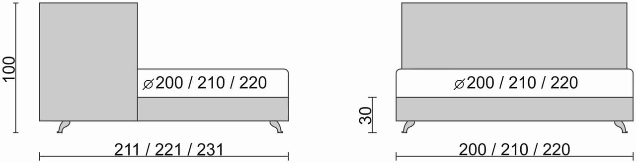 Круглая кровать Каприсе 220кс220 см Красная ткань / Caprice 220x220_3